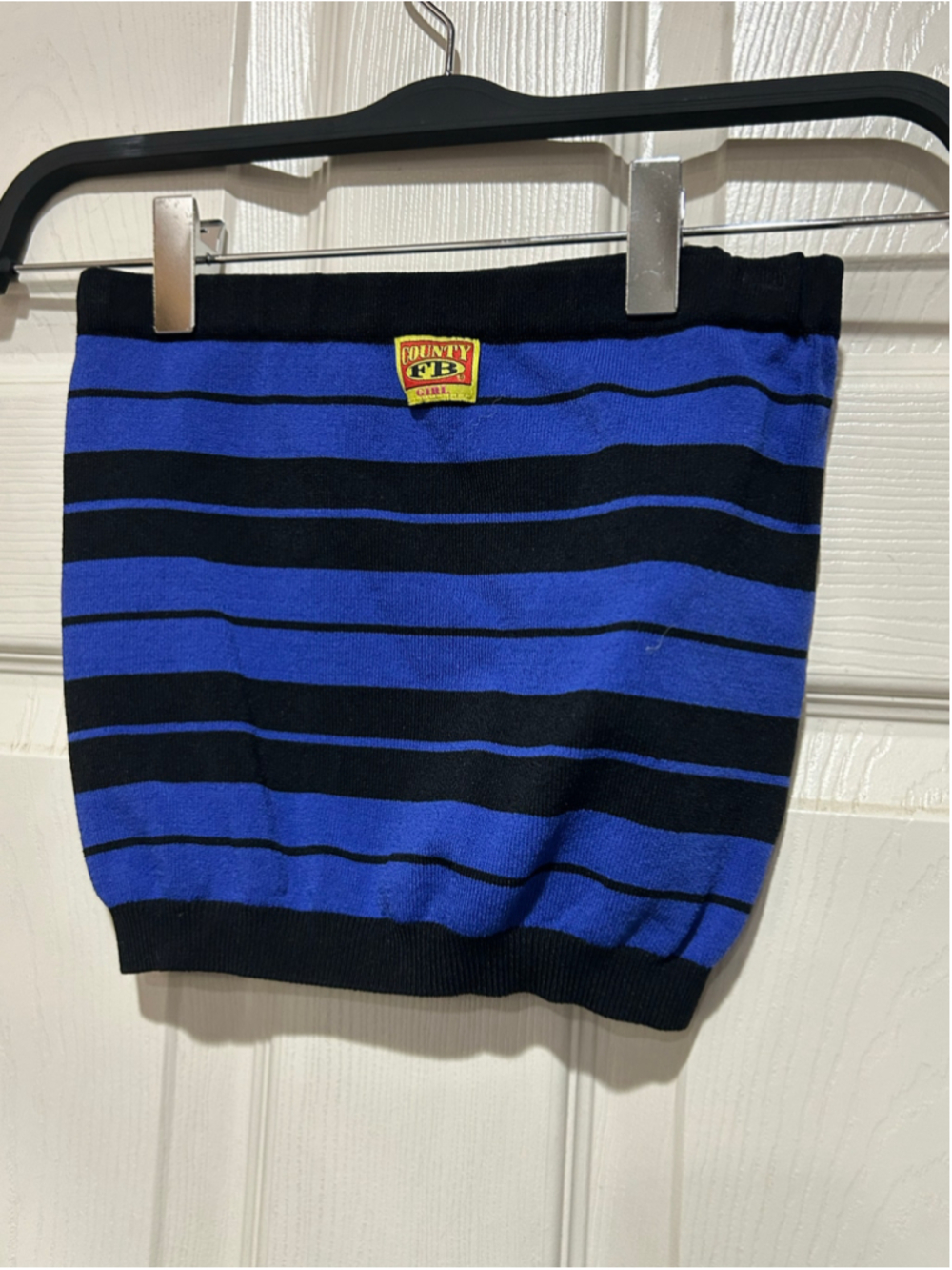 Women's County FB Striped Bandeau Top Size M Blue and Black